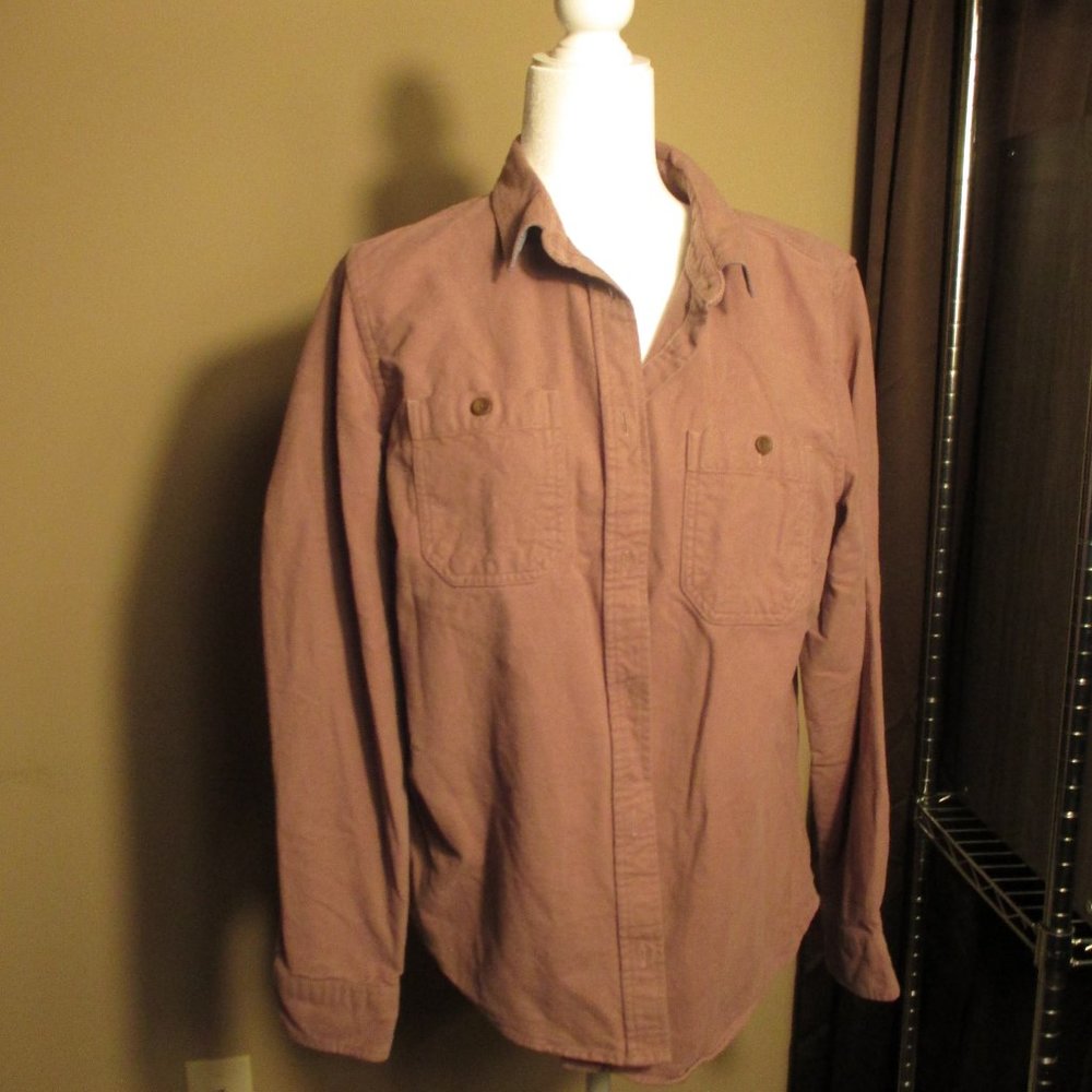 LL Bean Cotton Button Down Shirt Mauve Large